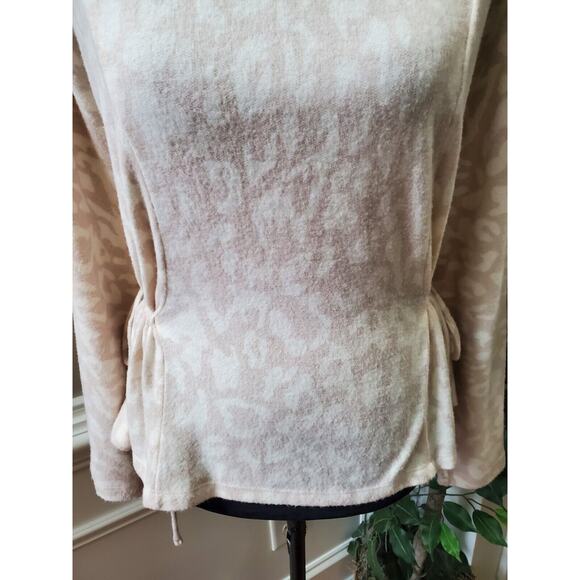 Fab'rik Women's Beige Polyester Round Neck Long Sleeve Casual Top Blouse Size M - Picture 3 of 11